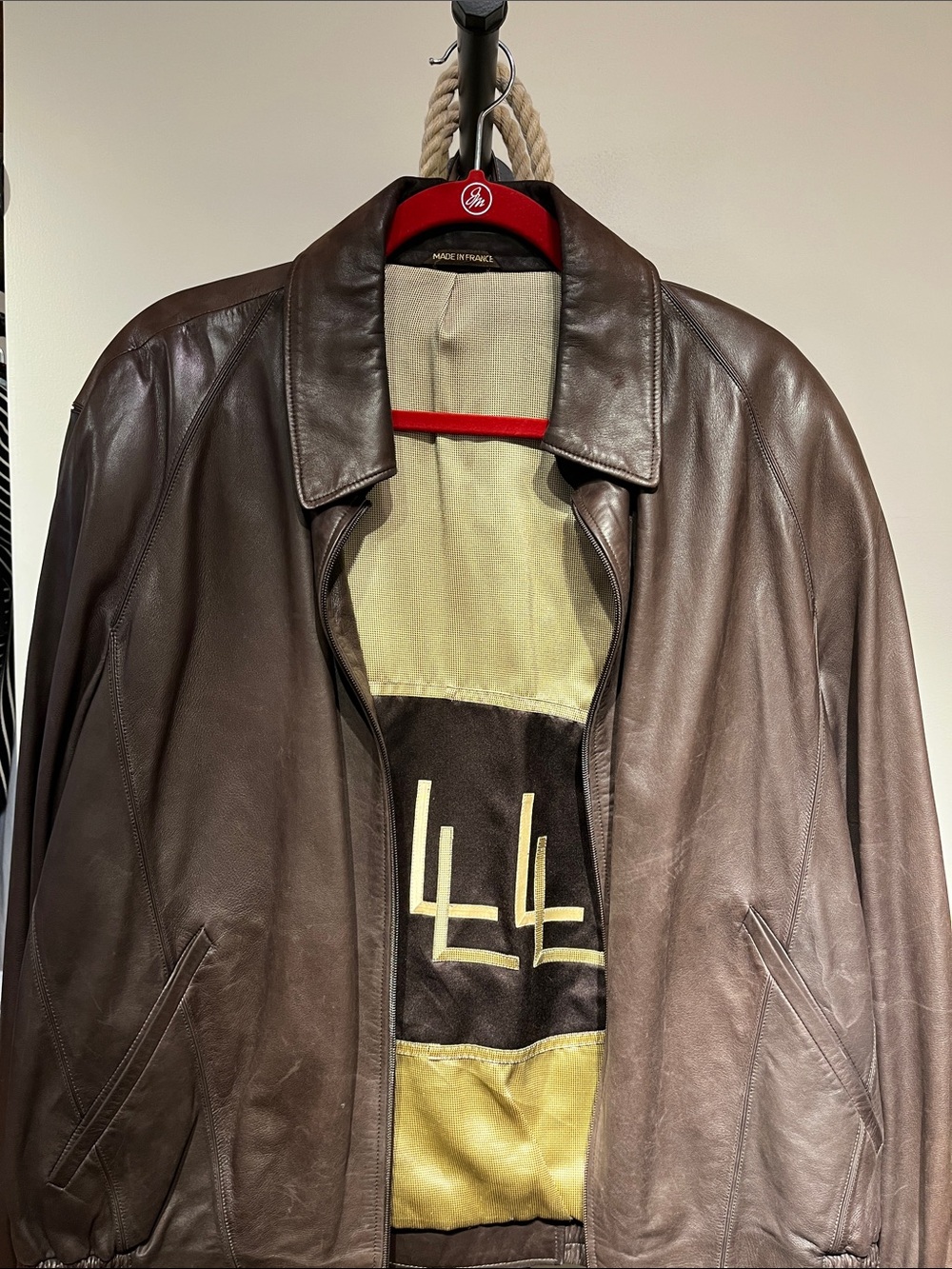 Men's Brown Leather Bomber Jacket - Unbranded